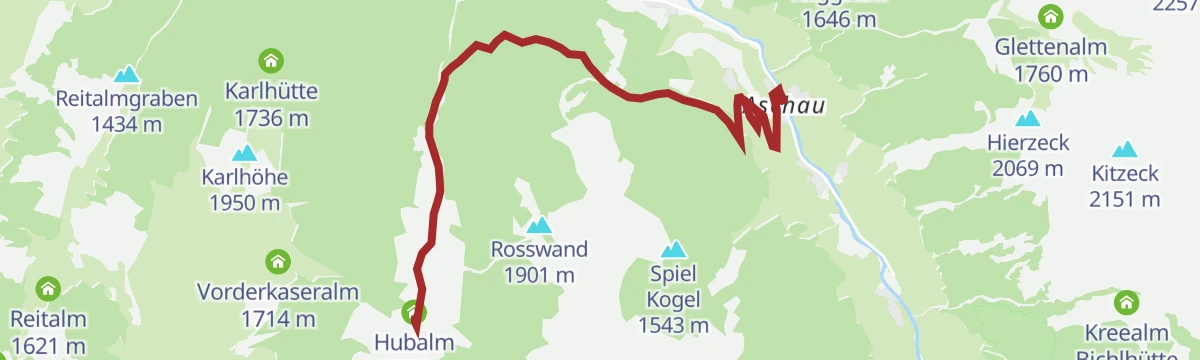 Route map: Hüttschlag: Hubalm